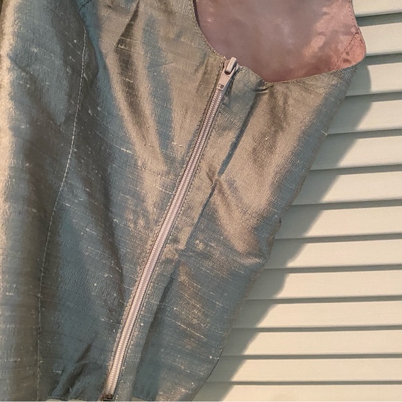 Vintage Silver Dupioni Silk Corset Tank M - Picture 7 of 14